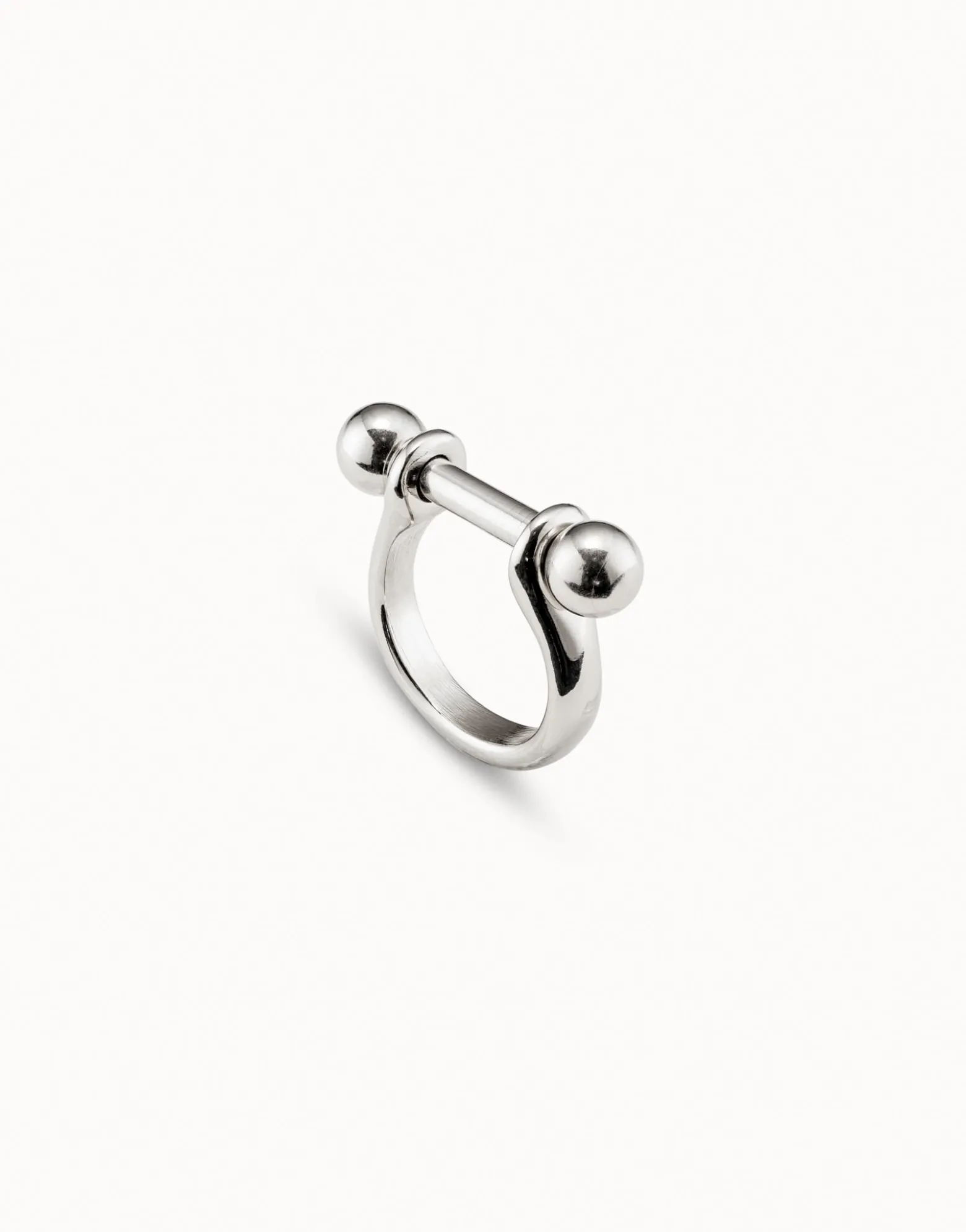 Anillo ancho con relieve bañado en plata de ley para mujer
