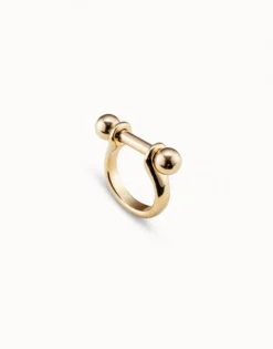 Anillo bañado en oro ancho con relieve para mujer