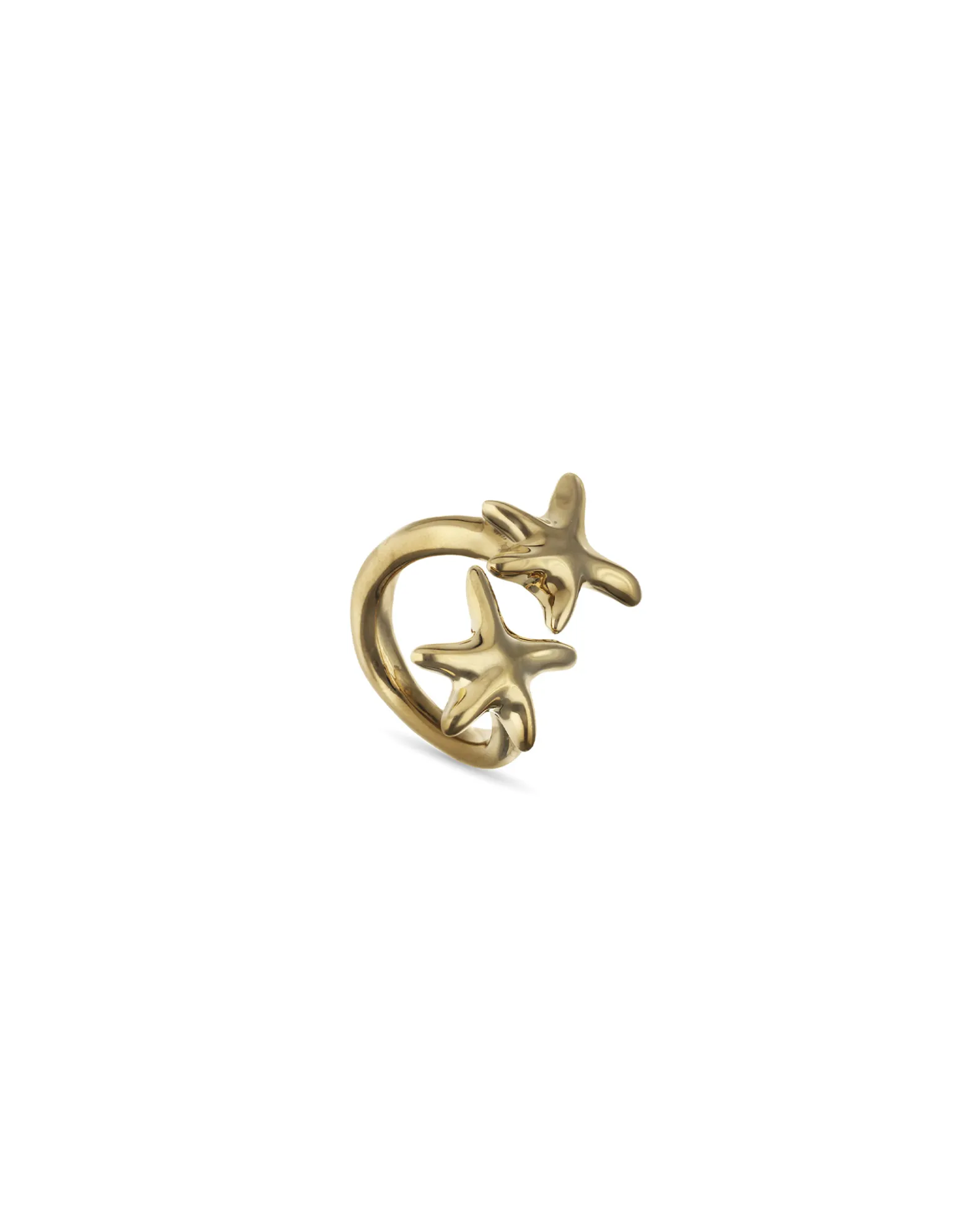 Anillo bañado en oro con estrellas de mar entrelazadas