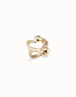 Anillo bañado en oro de 18k abierto diseño corazón clavado