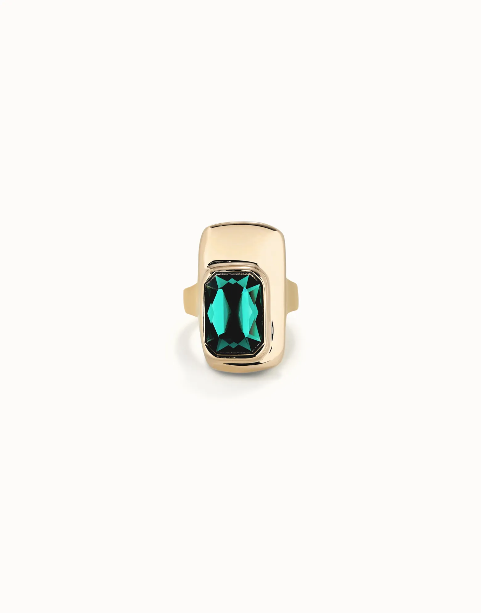 Anillo bañado en oro 18k con cristal verde
