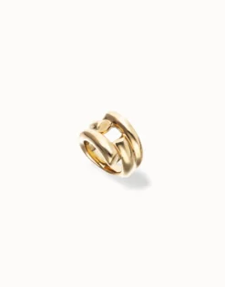 Anillo bañado en oro 18k con 4 formas orgánicas entrelazadas