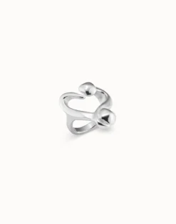 Anillo bañado en plata abierto diseño corazón clavado