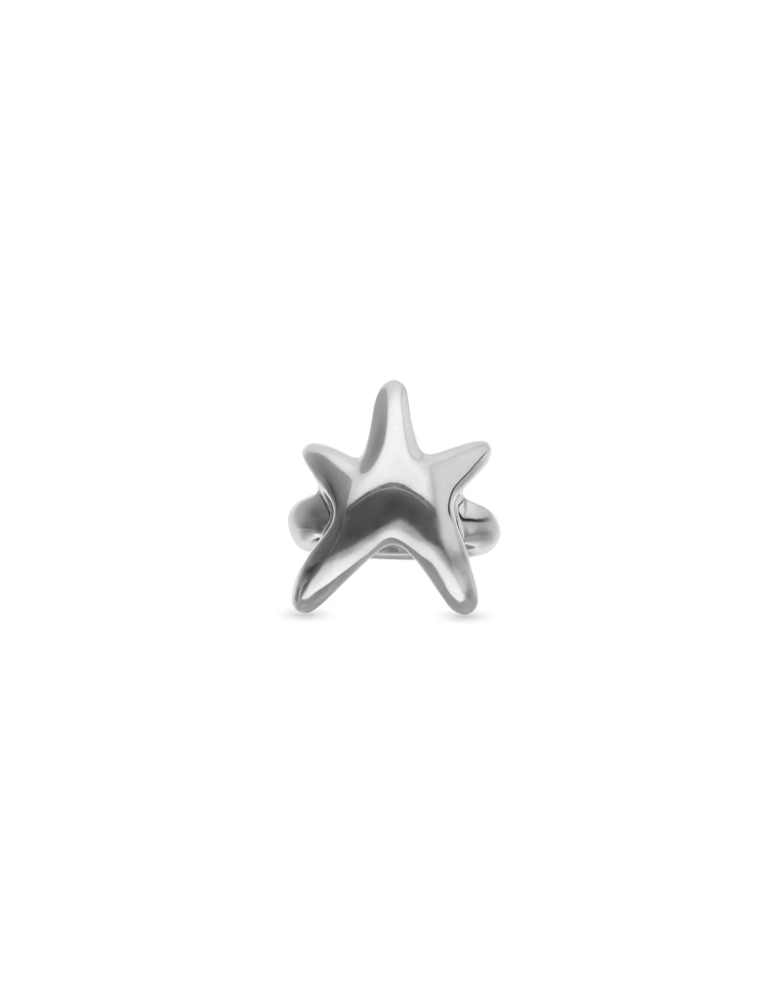 Anillo bañado en plata con estrella de mar