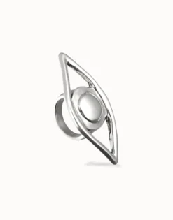 Anillo bañado en plata de ley con forma de ojo grande