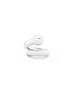 Anillo bañado en plata de ley con diseño abierto y orgánico para mujer