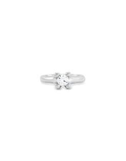 Anillo bañado en plata de ley con circonita blanca mujer
