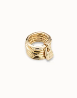 Anillo múltiple bañado en oro de 18k