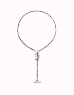 Cadena ajustable bañada en plata de ley y figura central
