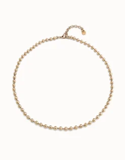 Cadena bañada en plata de ley con bolas continuas, cierre de mosquetón y cadena de extensión