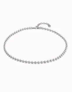 Cadena bañada oro de 18K con bolas continuas, cierre de mosquetón y cadena de extensión