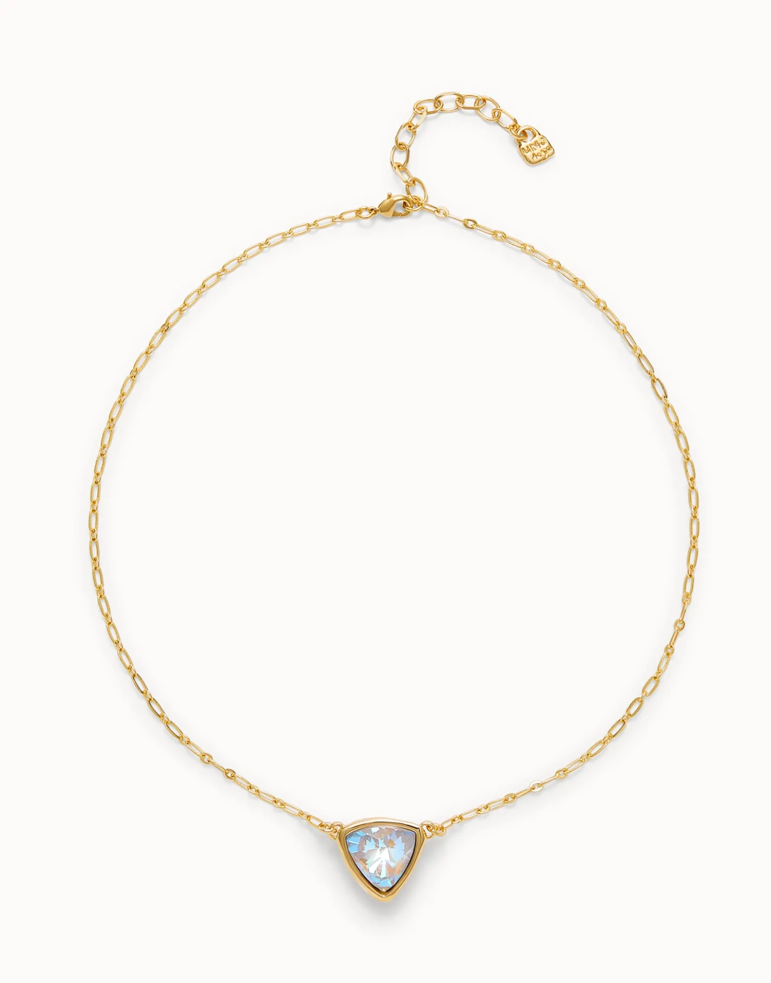 Colgante bañado en oro 18k de eslabones con triangulo y cristal multicolor