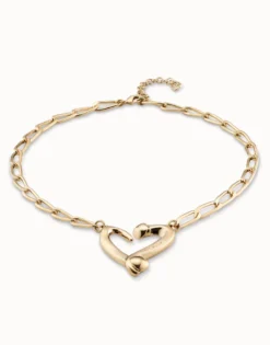 Colgante de oro 18k de eslabones y corazón