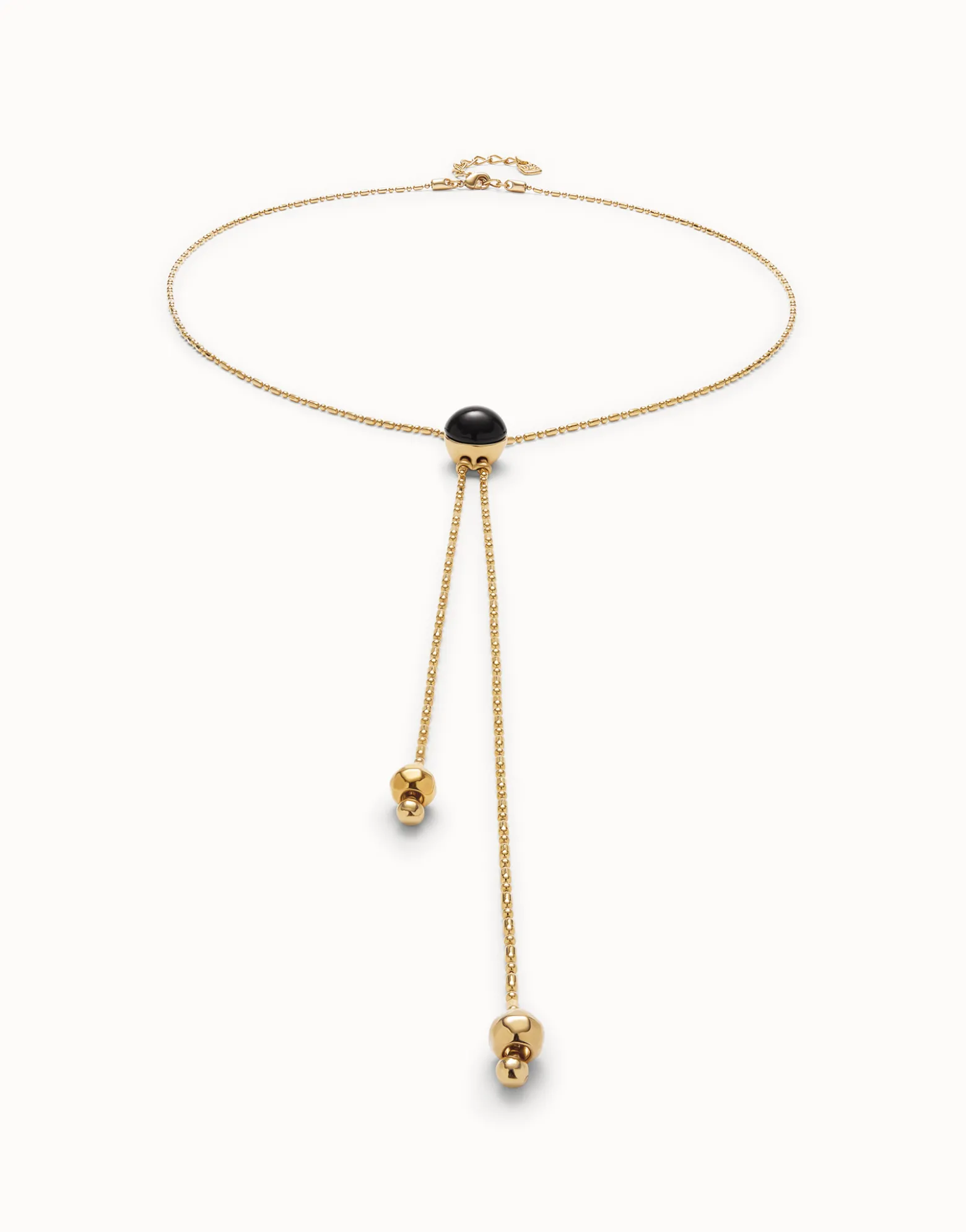 Colgante largo bañado en oro 18k con cadena regulable y cristal de murano