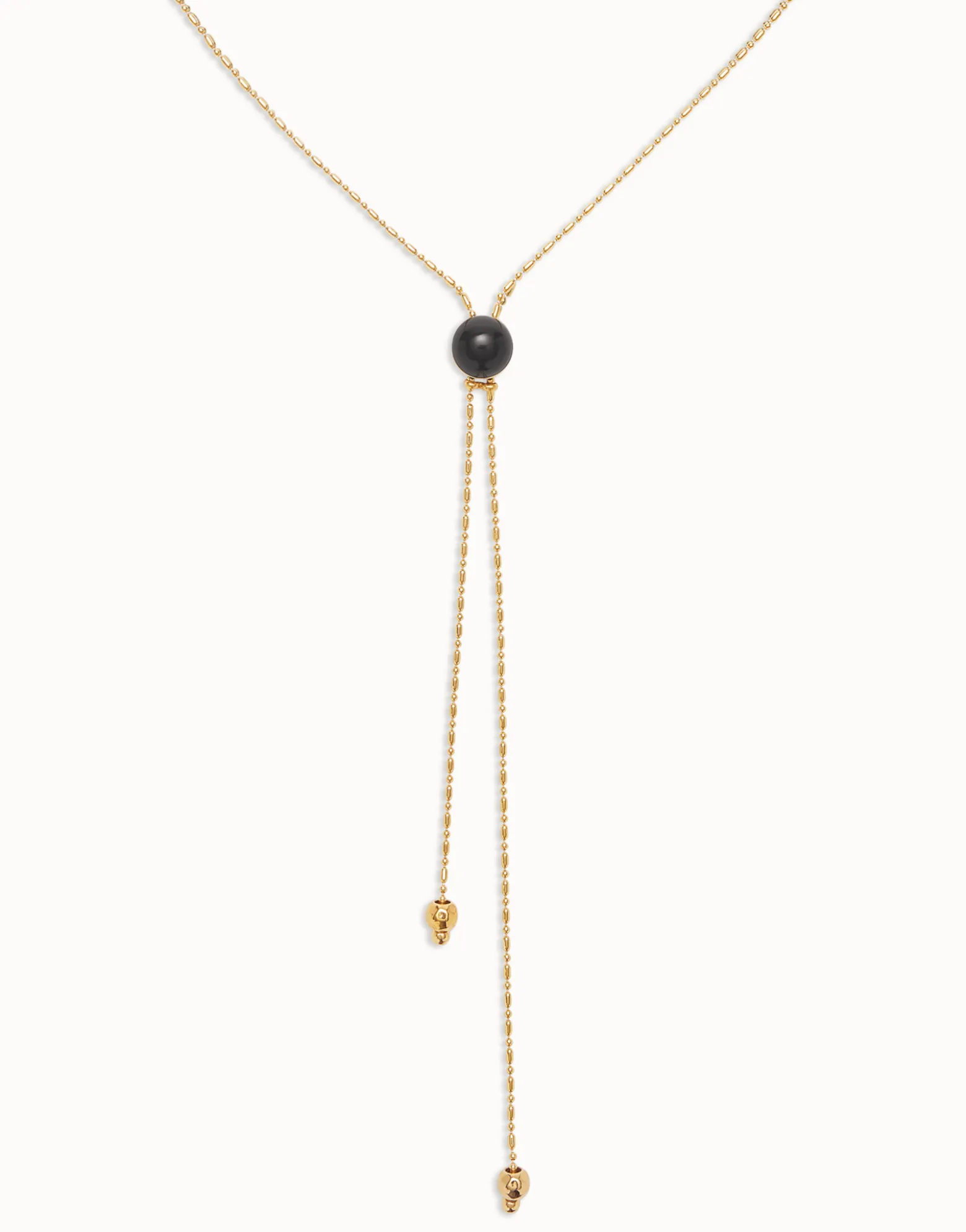 Colgante largo bañado en oro 18k con cadena regulable y cristal de murano