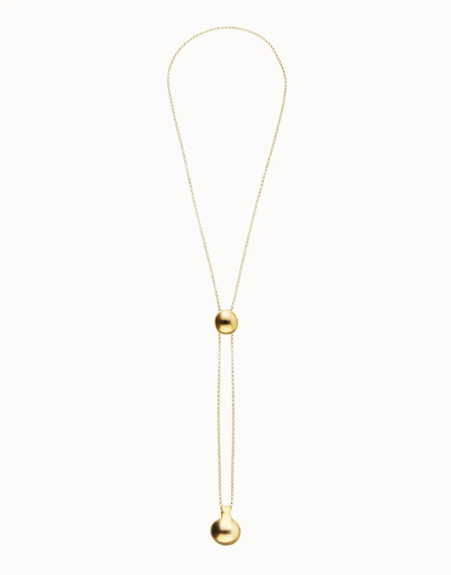 Collar bañado en oro de 18k de cadena regulable en altura con dos pesos