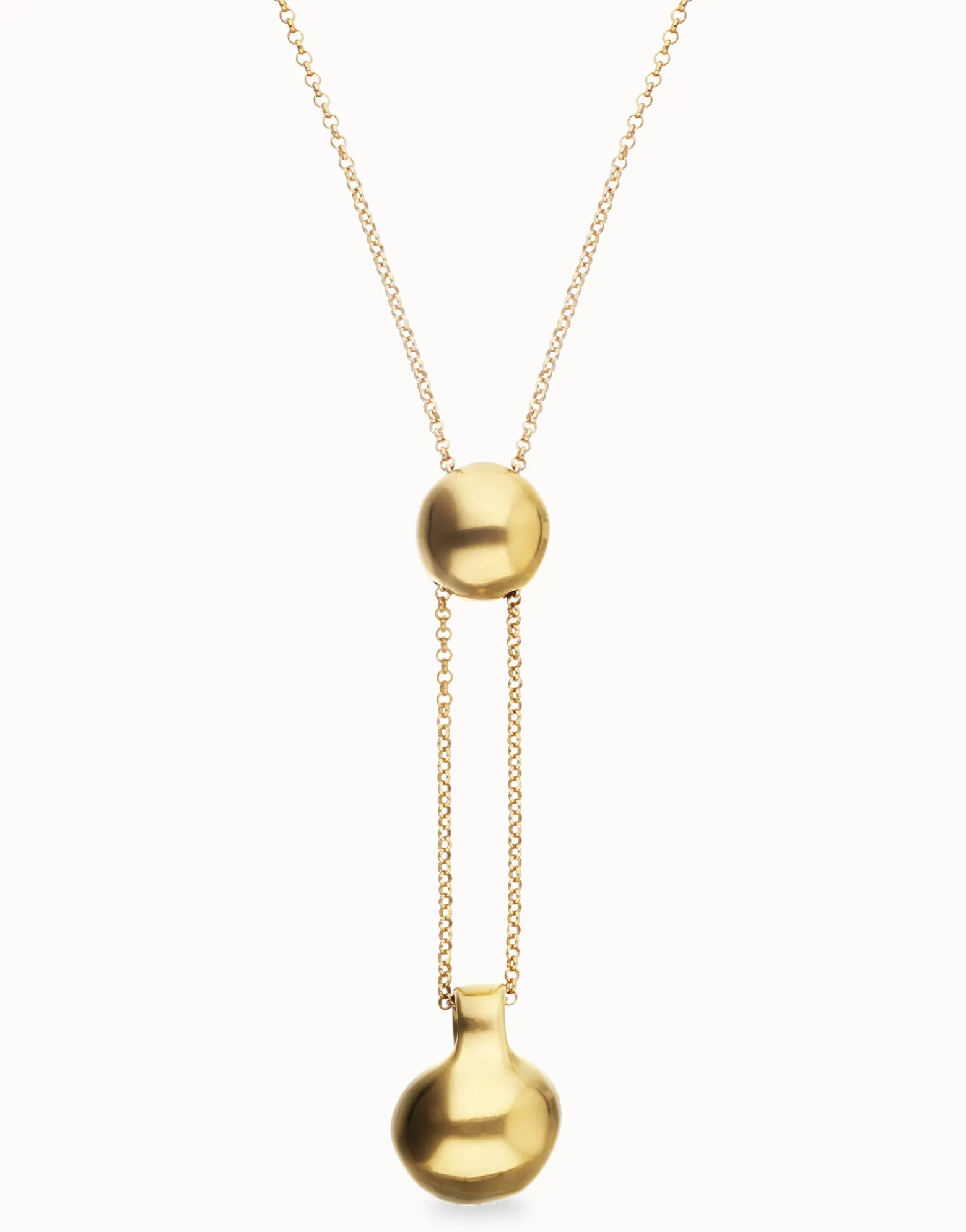 Collar bañado en oro de 18k de cadena regulable en altura con dos pesos