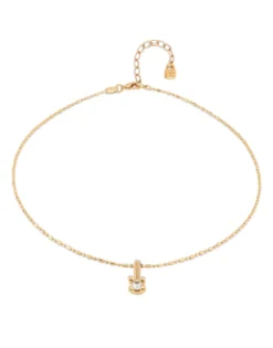 Collar bañado en oro 18k y circonita central blanca