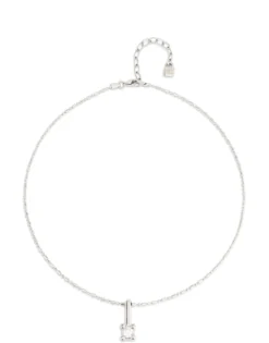 Collar bañado en plata de ley y circonita central blanca