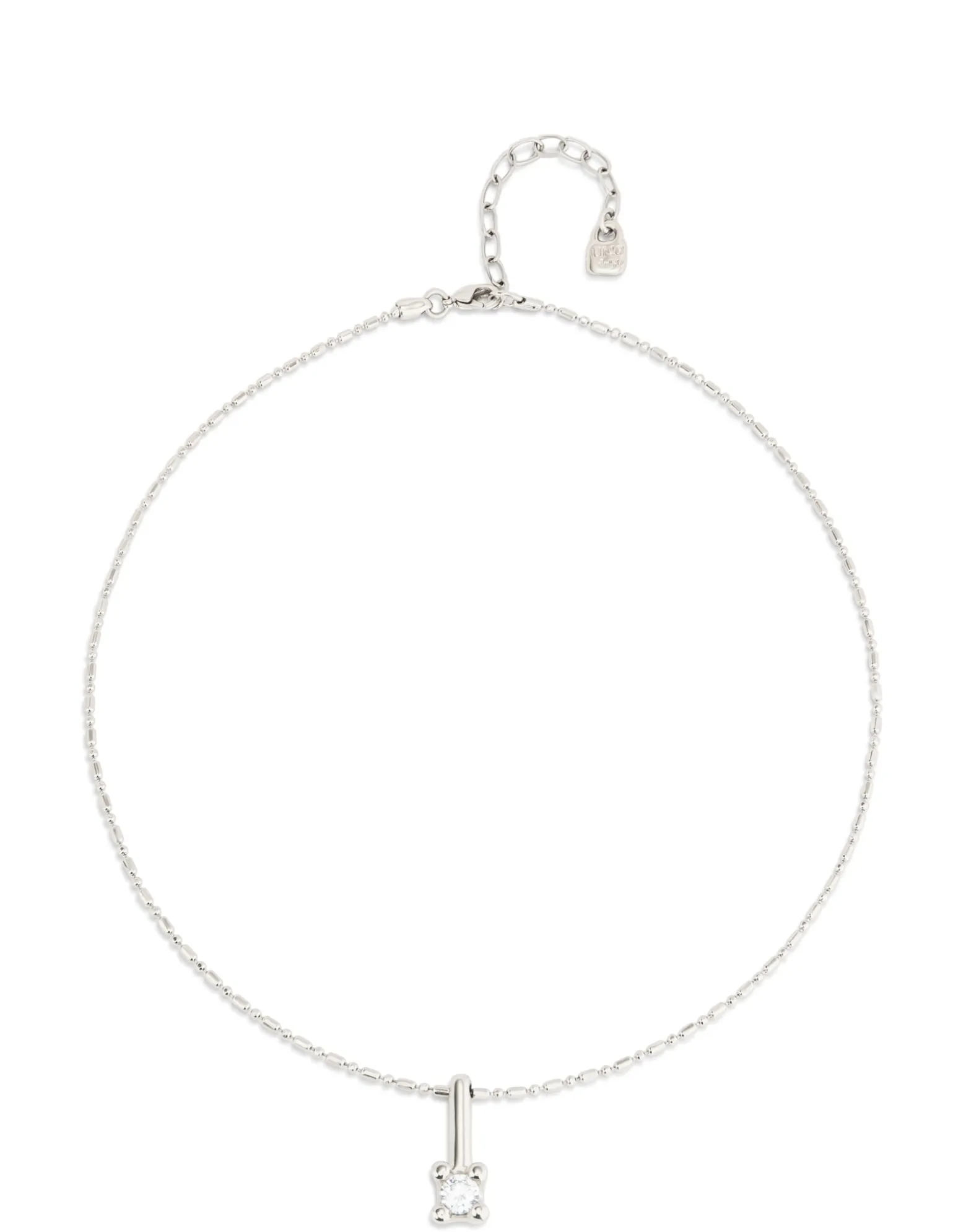 Collar bañado en plata de ley y circonita central blanca