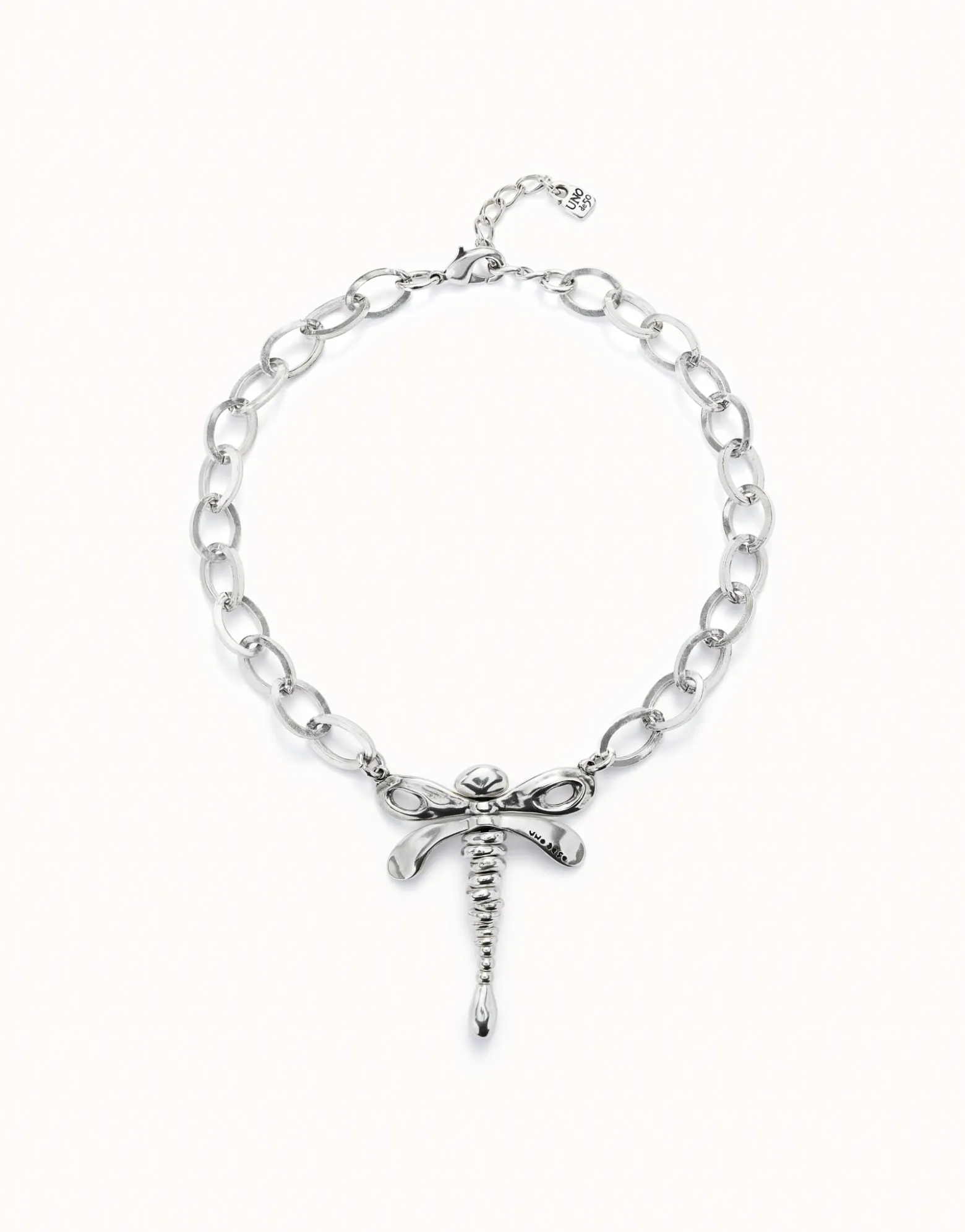 Collar cadena bañada plata de ley con libélula central
