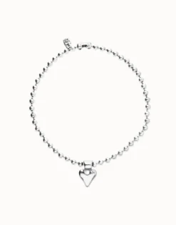 Collar con bolas bañado en plata de ley y detalle de corazón