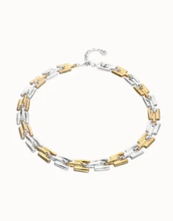 Collar con eslabones combinados en baño de oro y plata