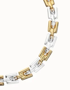 Collar con eslabones combinados en baño de oro y plata