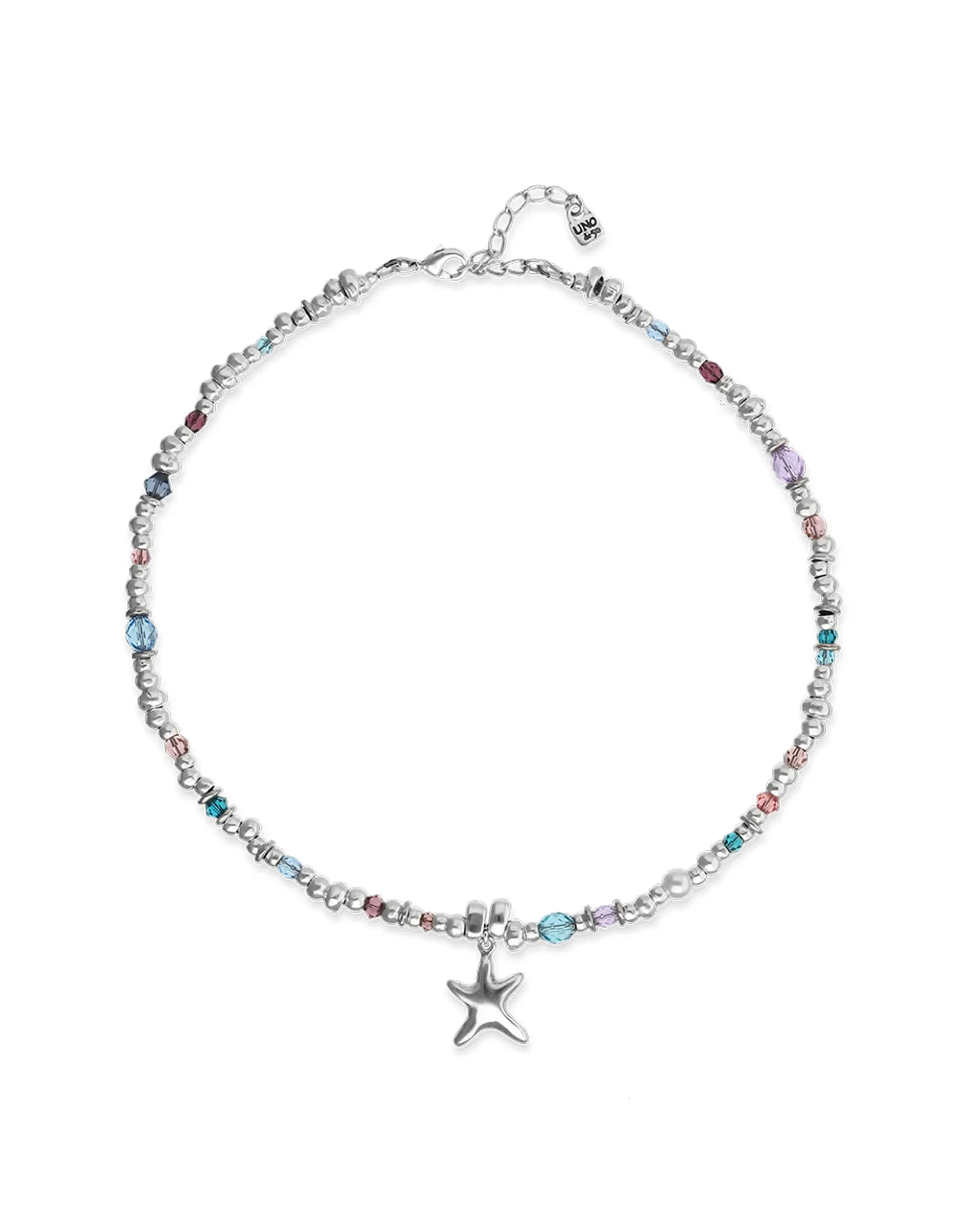 Collar corto bañado en plata con cristales y estrella de mar pequeña