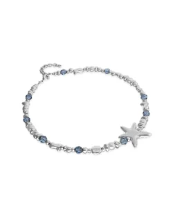 Collar corto bañado en plata con cristales y estrella de mar grande