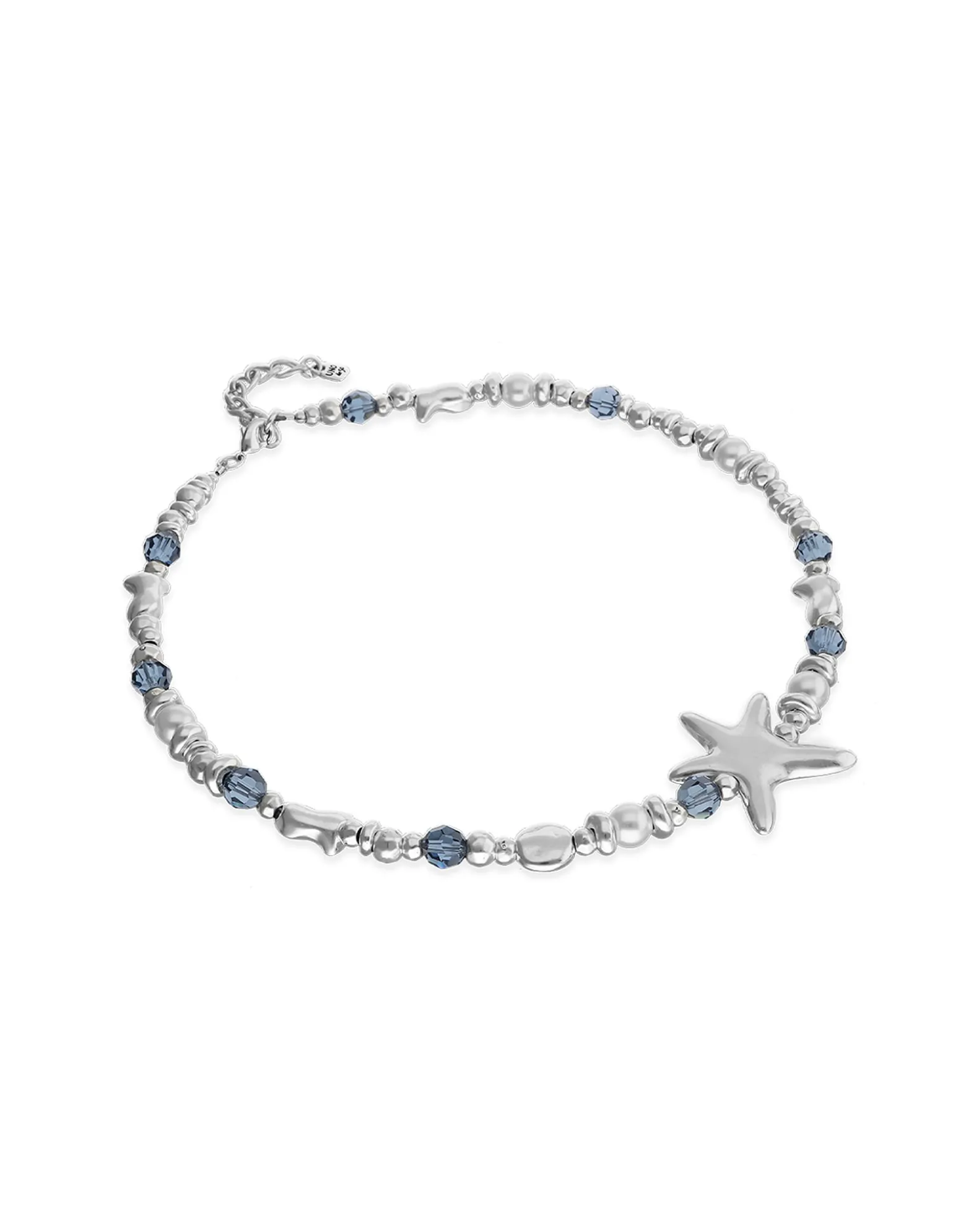 Collar corto bañado en plata con cristales y estrella de mar grande