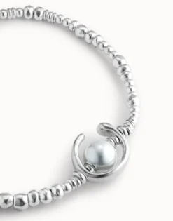 Collar corto bañado en plata de ley con perla para mujer