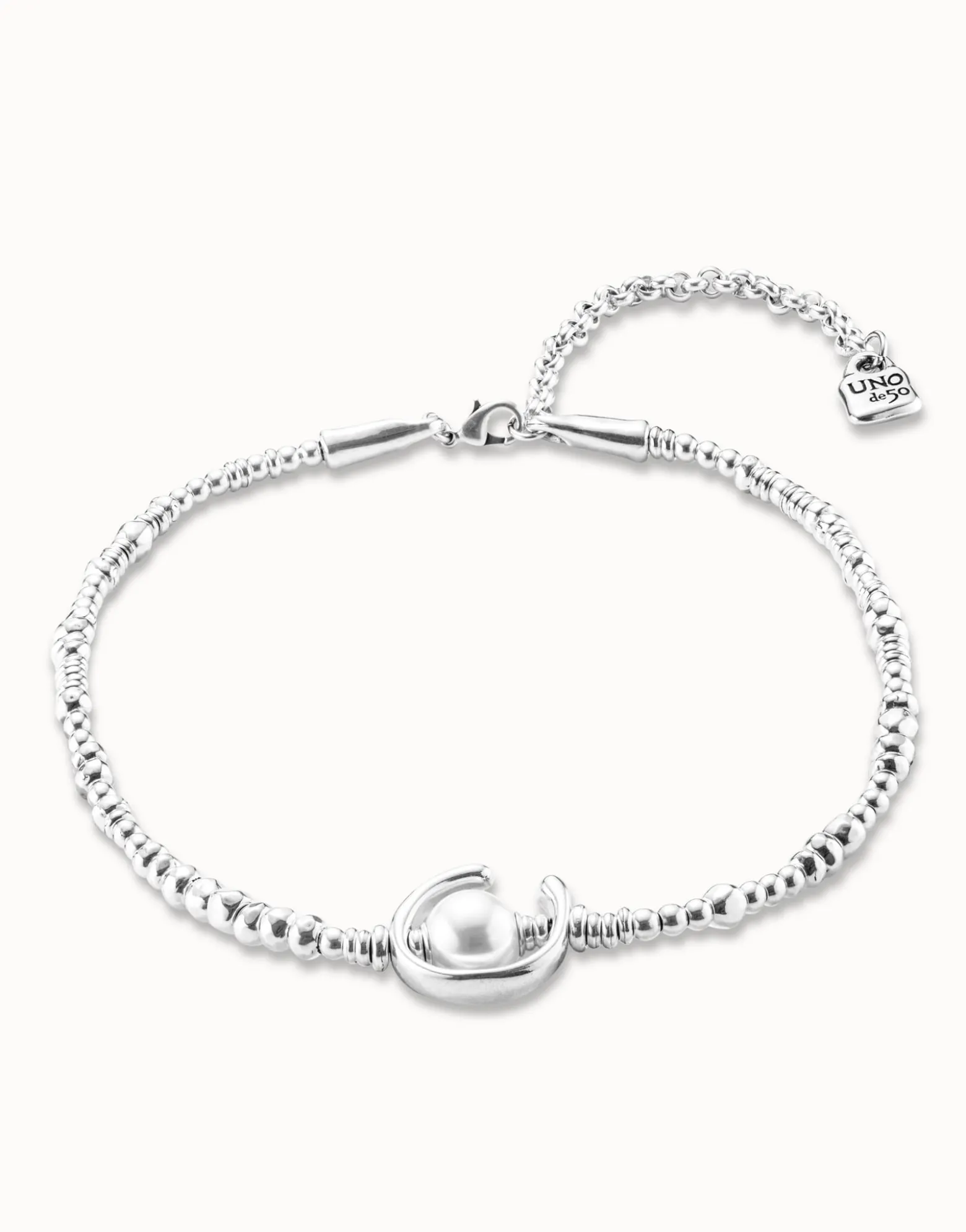 Collar corto bañado en plata de ley con perla para mujer