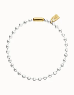 Collar de bolas bañado en plata con detalles bañados en oro 18k