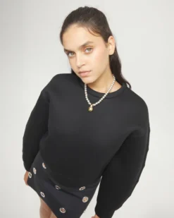 Collar de esferas medianas bañadas en plata de ley y esfera grande en oro 18k