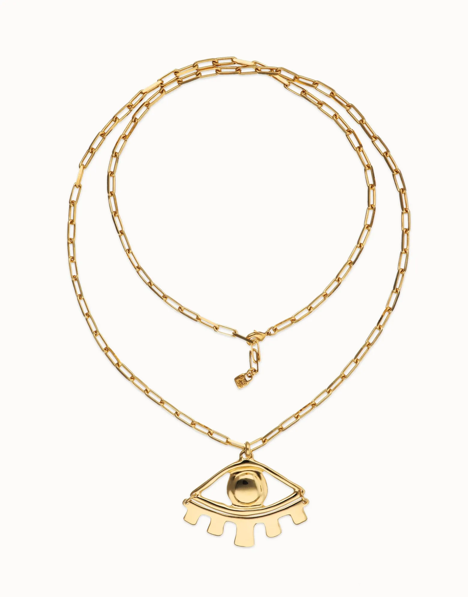 Collar largo bañado en oro 18k con ojo grande