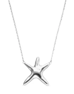 Collar medio bañado en plata con estrella de mar