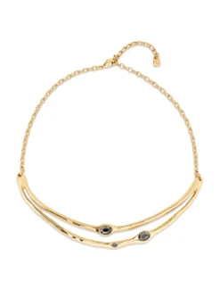 Collar rígido bañado en oro18K con cristales