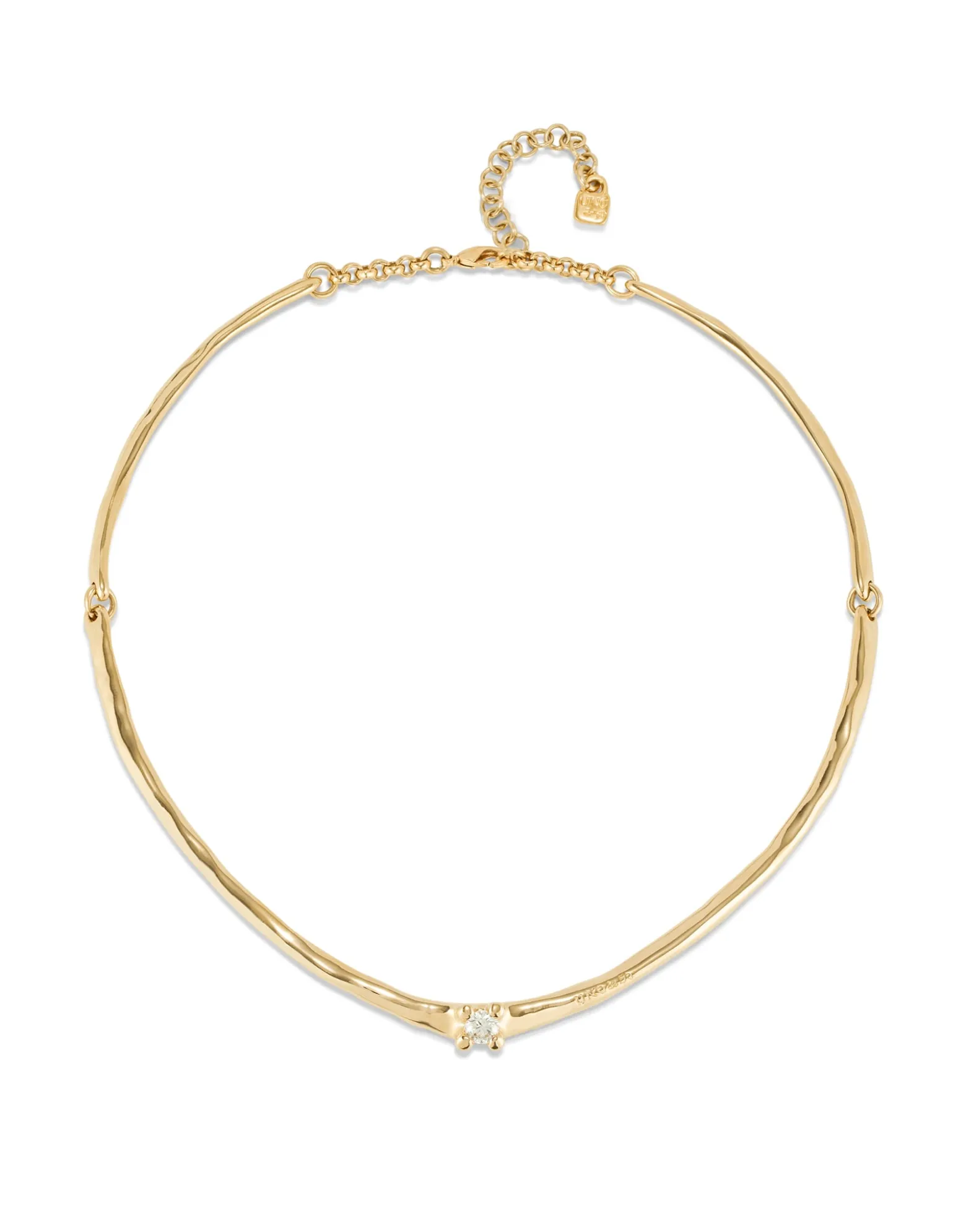 Collar rígido bañado en oro 18k y circonita blanca