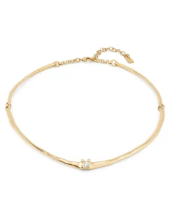 Collar rígido bañado en oro 18k y circonita blanca