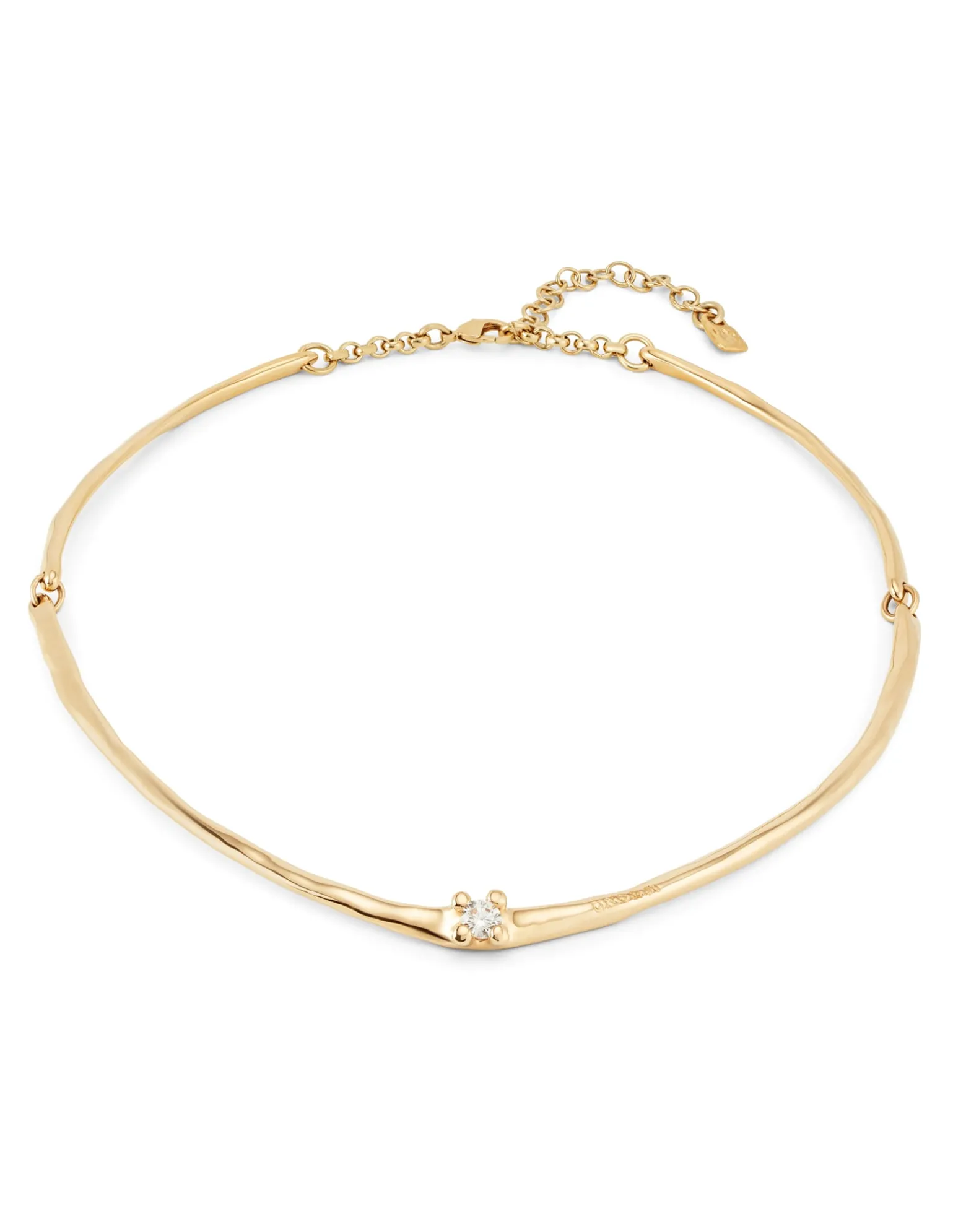 Collar rígido bañado en oro 18k y circonita blanca