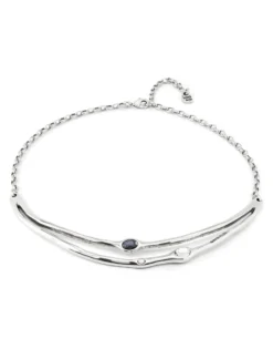 Collar rígido bañado en plata de ley con cristales