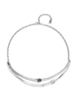 Collar rígido bañado en plata de ley con cristales