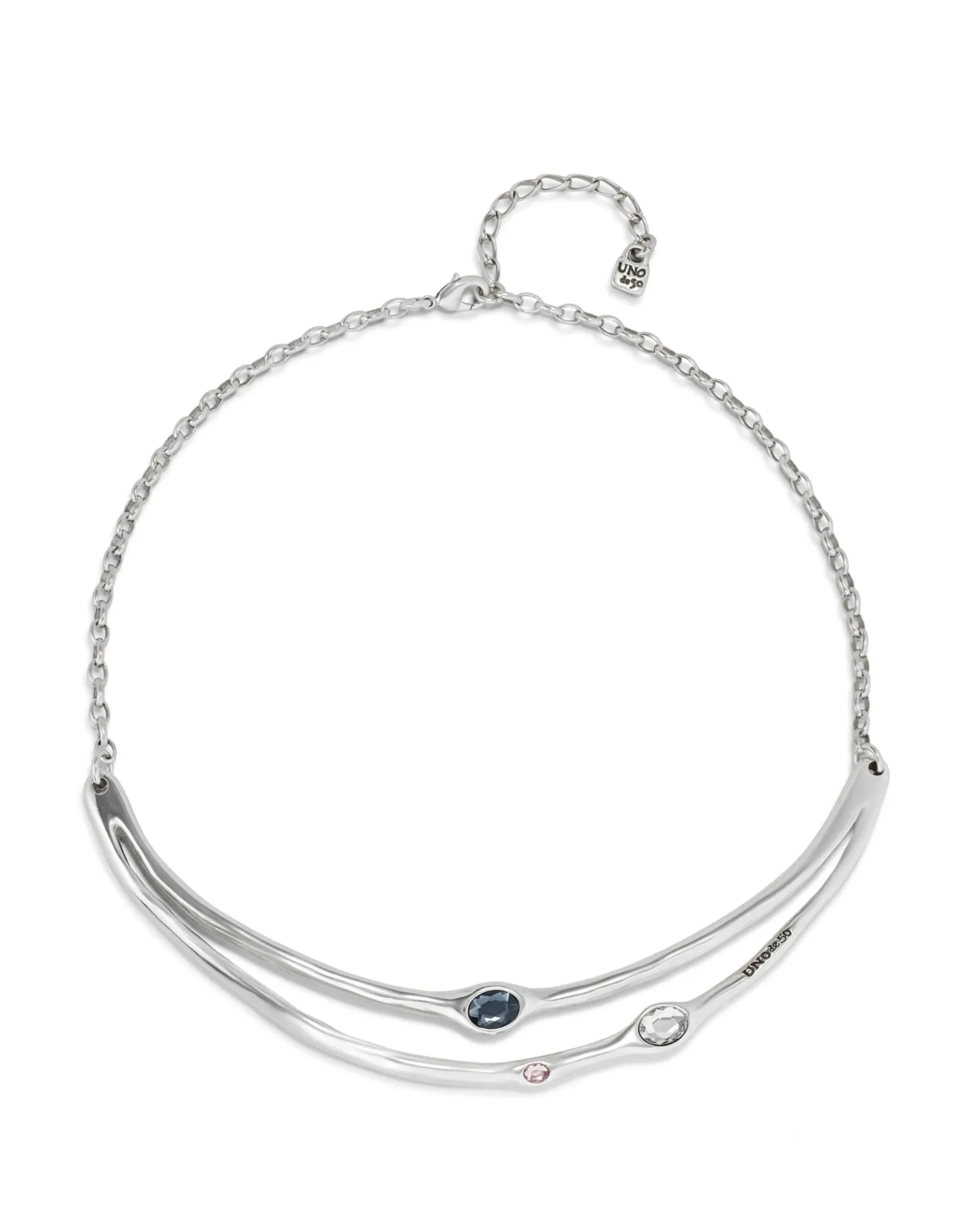 Collar rígido bañado en plata de ley con cristales