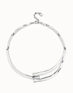 Collar rígido bañado en plata de ley y formas geométricas