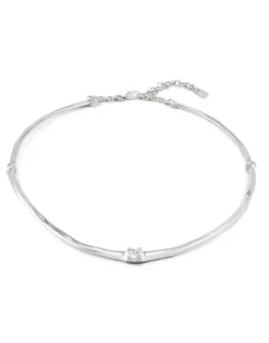 Collar rígido bañado en plata de ley y circonita blanca