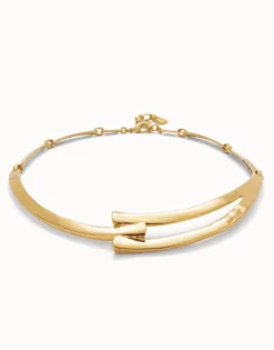 Collar rigido bañado en oro de 18k y formas geométricas