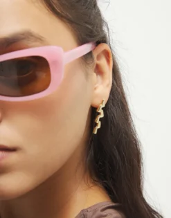 Pendientes alargados en zig-zag bañados en oro 18k
