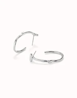Pendientes aro bañados en plata de ley con topacio blanco