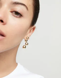 Pendientes bañada en oro 18k y cuatro bolas en forma de burbujas